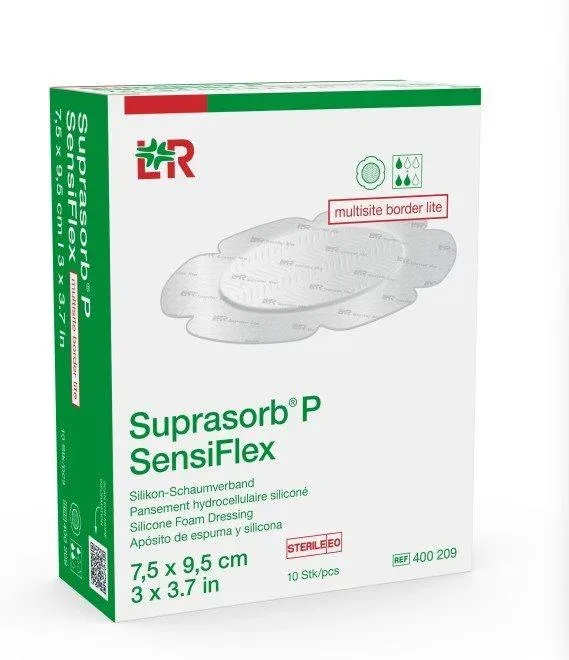 Suprasorb P SensiFlex Multisite border lite 7.5 x 9.5cm (10 Stk)