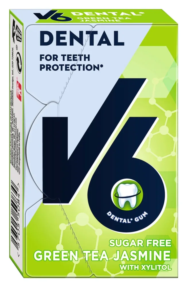 V6 Dental Care Kaugummi Green Tea Jasmine Box