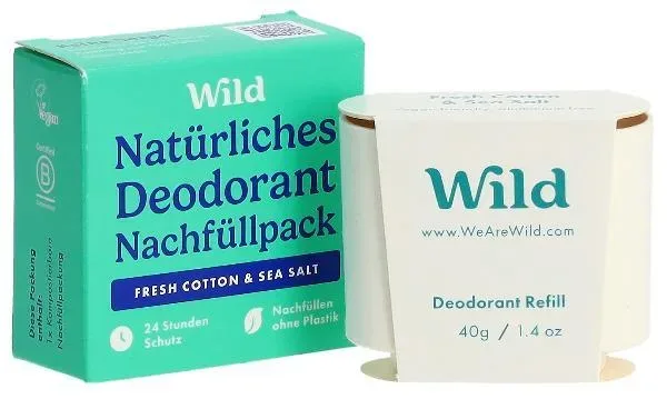 Wild - Deodorant Refill Fresh Cotton & Sea Salt, 40 g, Türkisblau