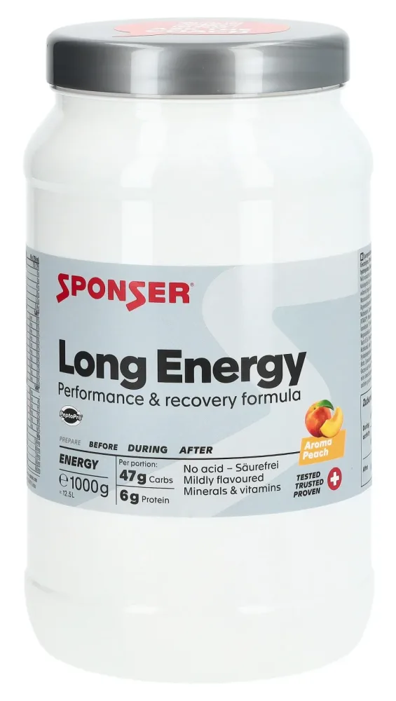 Sponser Long Energy Peach 1000 g Getränkepulver Weiss, Herren, Größe: 0