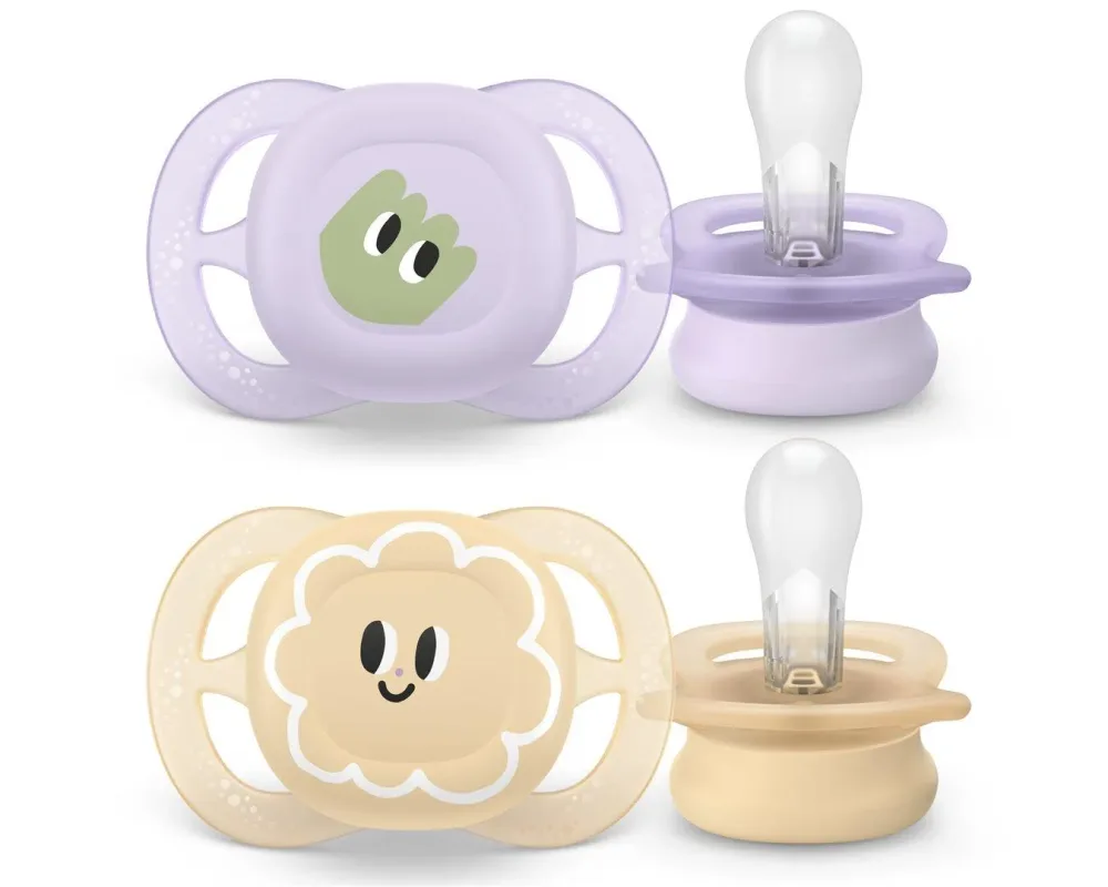 Philips Avent Ultra Start Schnuller 0-6 Monate, Pfirsich/Lila Design