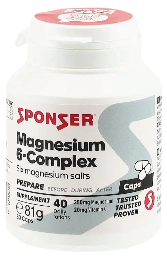 Sponser Magnesium 6-Complex 80 Kapseln Weiss, Herren, Größe: 0