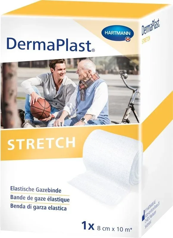DermaPlast Stretch Gazebinde 8cmx10m weiss (1 Stk)