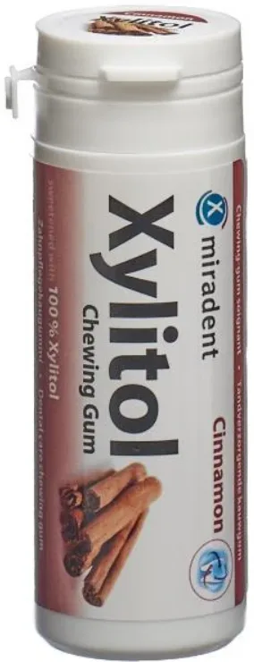 Miradent Xylitol Zimt Zahnpflegekaugummi, Dose &agrave; 30 Stk.