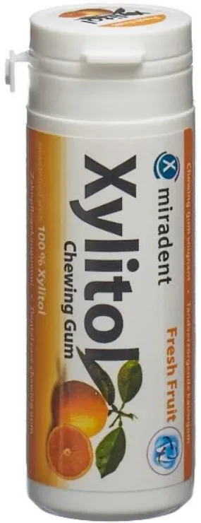 Miradent Xylitol Frucht Zahnpflegekaugummi, Dose &agrave; 30 Stk.