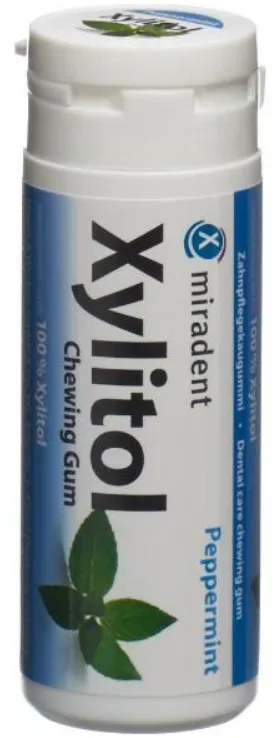 Miradent Xylitol Pfefferminz Zahnpflegekaugummi, Dose &agrave; 30 Stk.