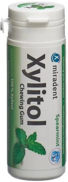 Miradent Xylitol Spearmint Zahnpflegekaugummi, Dose &agrave; 30 Stk.