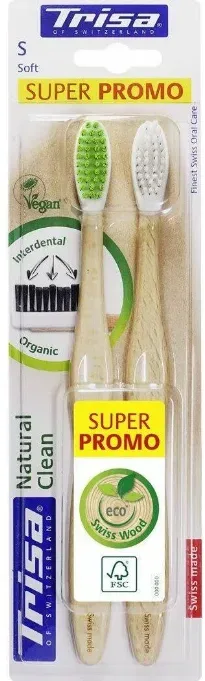 Trisa Natural Clean Holzzahnbürste soft DUO (2 Stk)