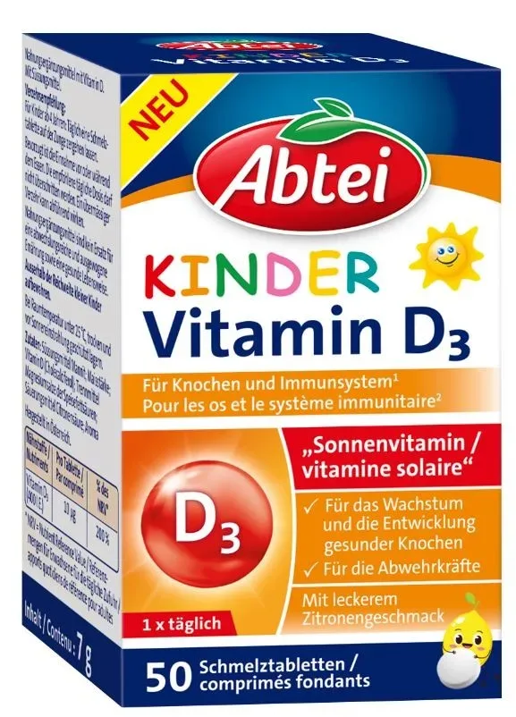 Abtei Kinder Vitamin D3 50 Schmelztabletten
