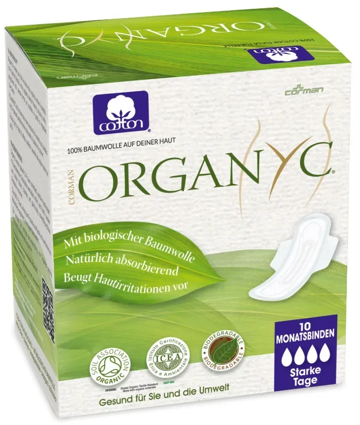 ORGANYC Monatsbinden mit Flügel High Flow (10 Stk)