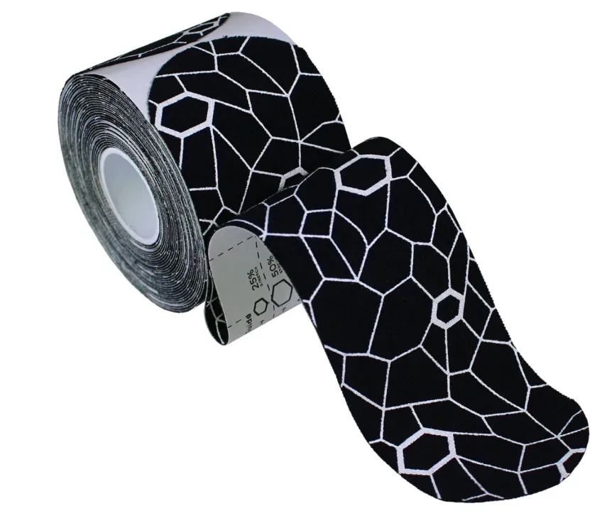 TheraBand Kinesiology Tape Precut Roll, Black/White, 5cmx25cm (1 Stk)