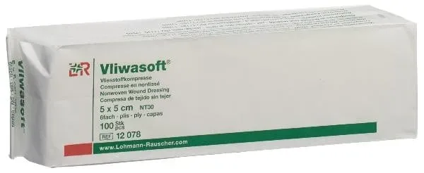 Vliwasoft Vliesstoffkompresse 5x5cm, 6-lagig (100 Stk)
