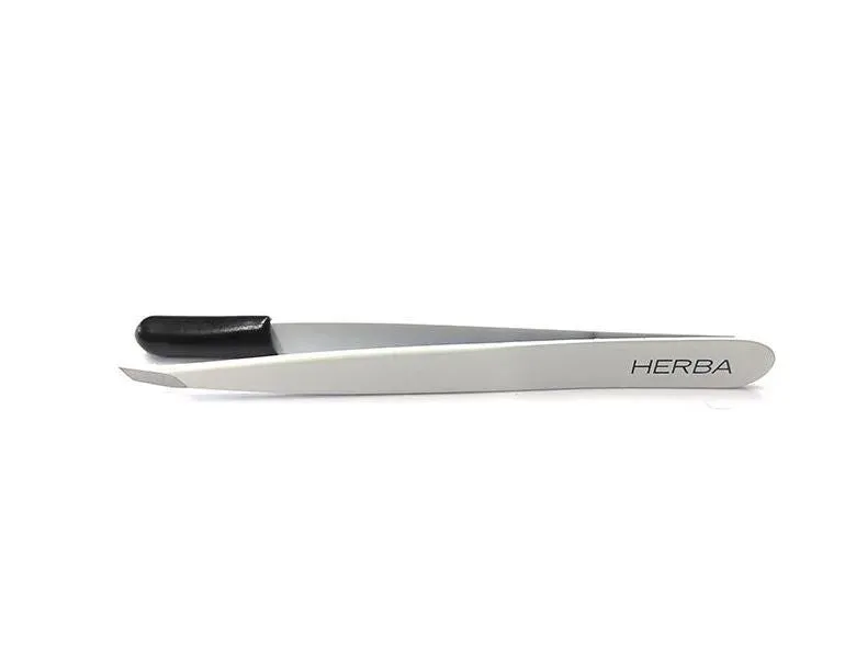 Herba.Pinzette schr&auml;g, Inox, weiss