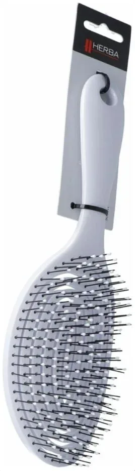 Herba.3D Spiral Kunststoff-Entwirrb&uuml;rste, Nylonborsten, weiss, oval, 23 cm
