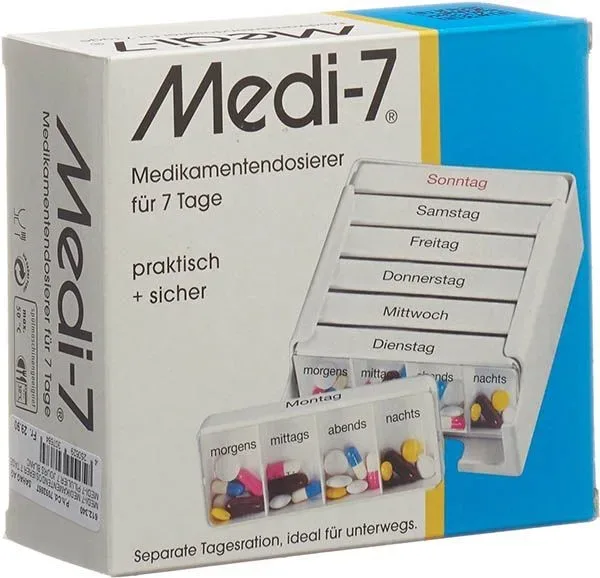 Sahag Medi-7 Medidosierer, 7 Tage, 4 Fächer, weiss, Deutsch (1 Stk)