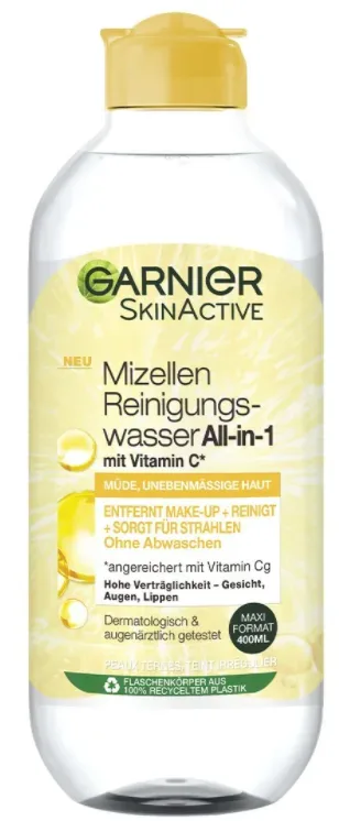 Garnier - Mizellen Reinigungswasser All-in-1 mit Vitamin C*, Gar Mic.wat Vitc B400ml Ger, 400 ml