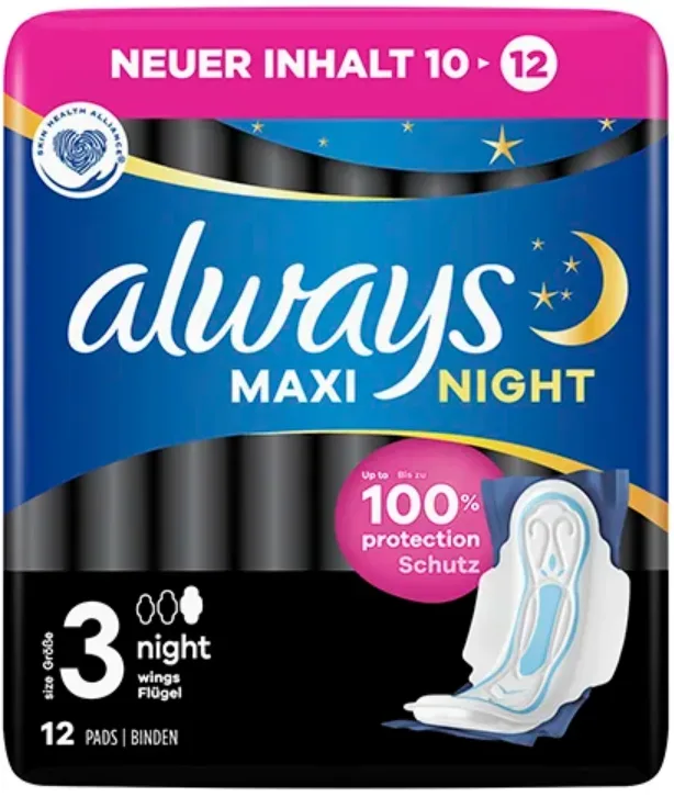 Always - Maxi Night Binden Mit Flügeln (G3), 12 Stück