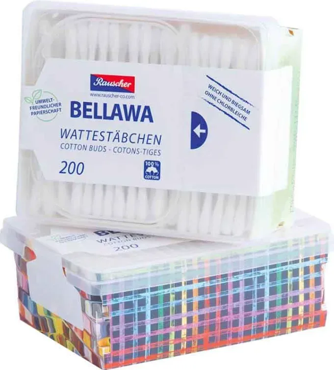 BELLAWA Wattestäbchen Dekobox (200 Stk)