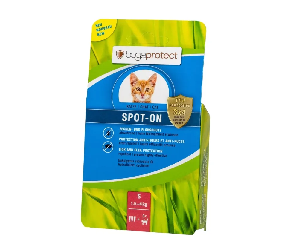 bogaprotect Spot-On S für Katzen, Schutz gegen Flöhe und Zecken (3x0.7ml)