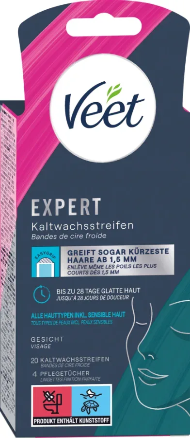 Veet - Expert Kaltwachsstreifen Gesicht, 20Stück