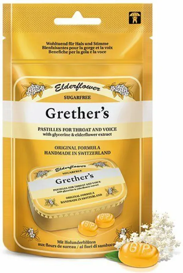 Grether's Elderflower Pastillen, zuckerfrei (110g)