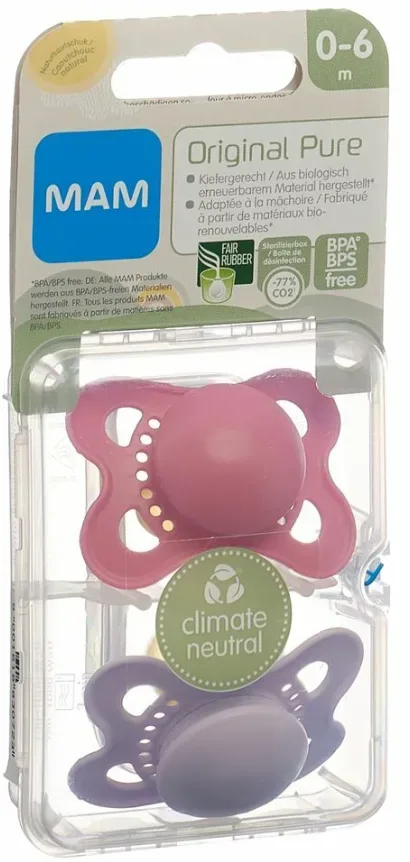 MAM Original Nuggi Pure Kautschuk 0-6M (2 Stk)