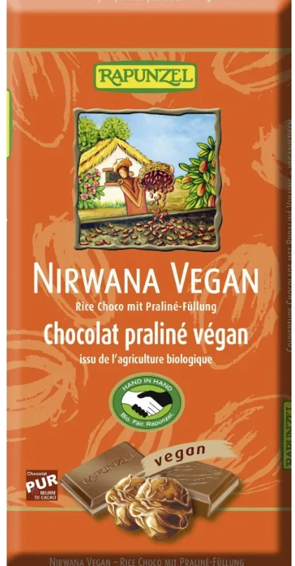 RAPUNZEL Nirwana Vegan Rice Choco mit Praliné-Füllung (100g)