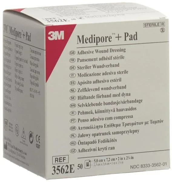 3M Medipore + Pad 5x7.2cm Wundkissen 2.8x3.8cm (50 Stk)