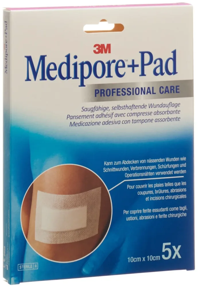 3M Medipore + Pad 10x10cm, Wundkissen 5x5.5cm (5 Stk)