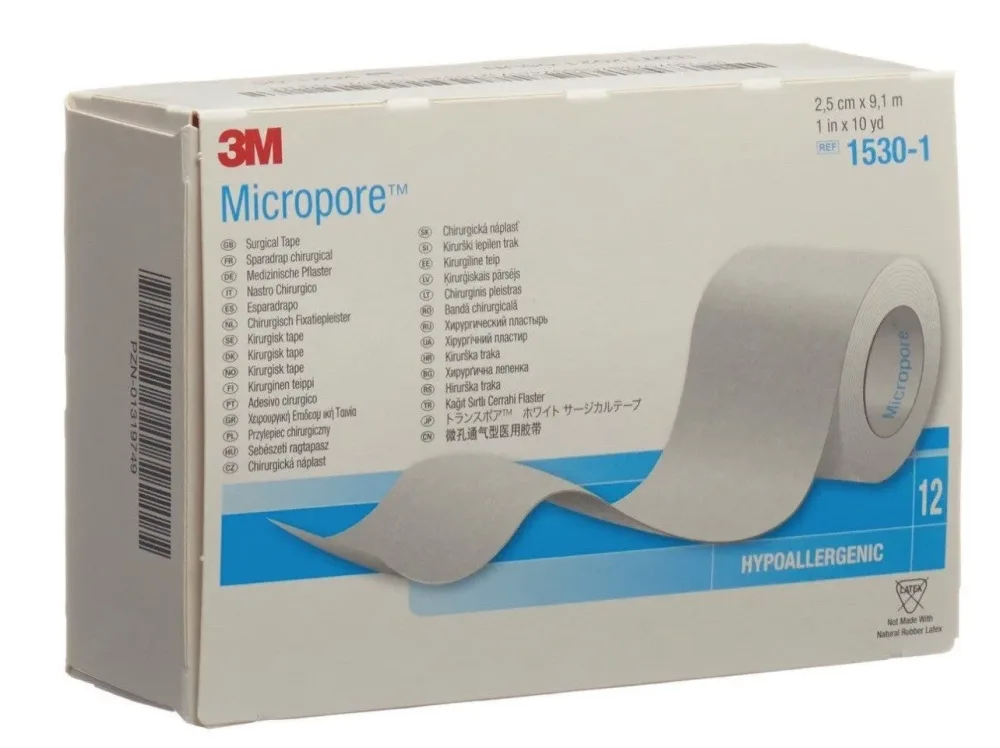 3M Micropore Rollenpflaster ohne Dispenser weiss 25mmx9.14m (12 Stk)
