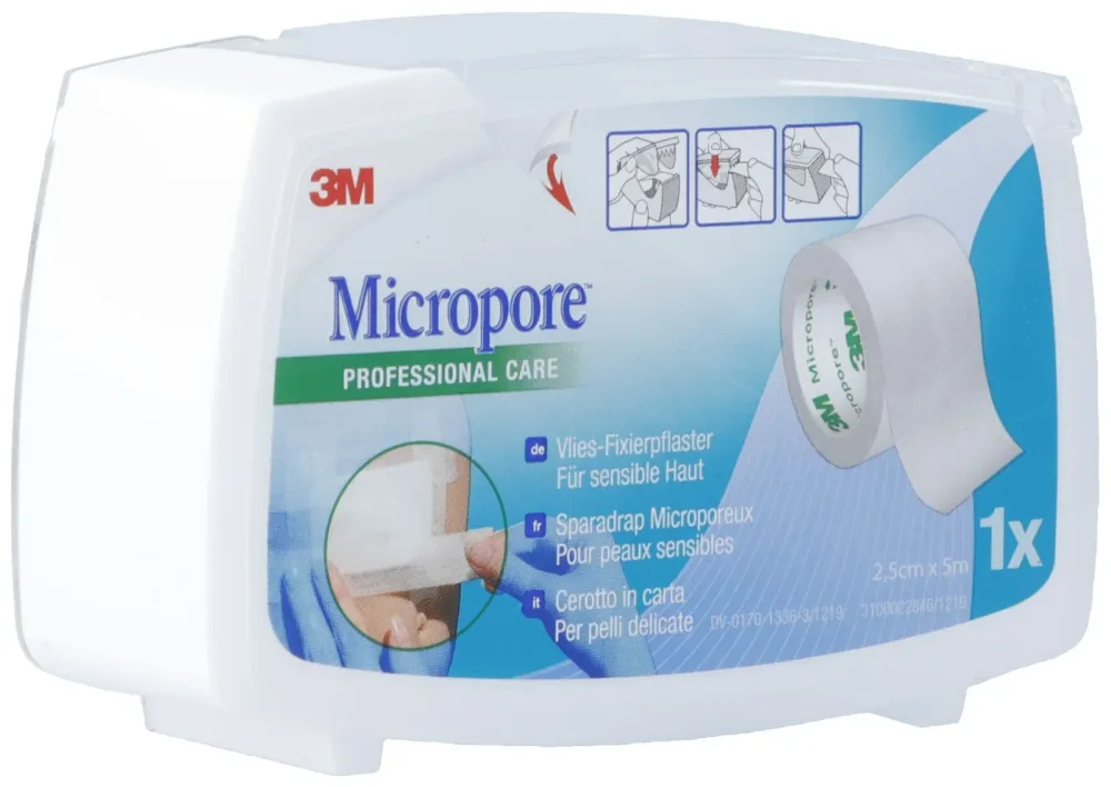 3M Micropore Vliespflaster mit Dispenser 25mmx5m weiss (1 Stk)