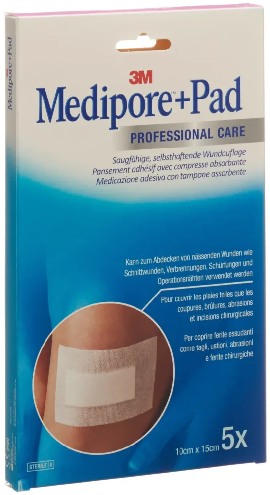 3M Medipore + Pad 10x15cm Wundkissen 5x10.5cm (5 Stk)