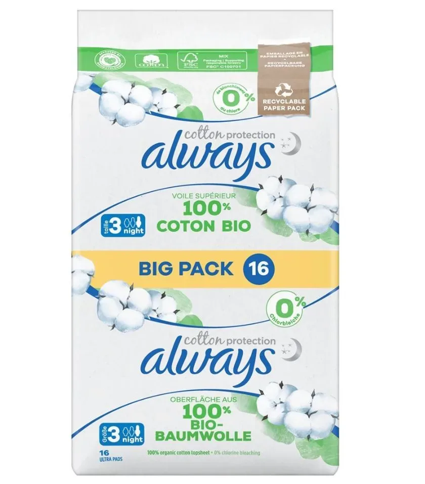 Always Ultra Binden Cotton Protection Night Big Pack (16 Stk)