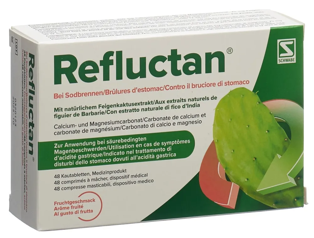 Refluctan Kautabletten mit Fruchtgeschmack bei Sodbrennen (48 Stk)