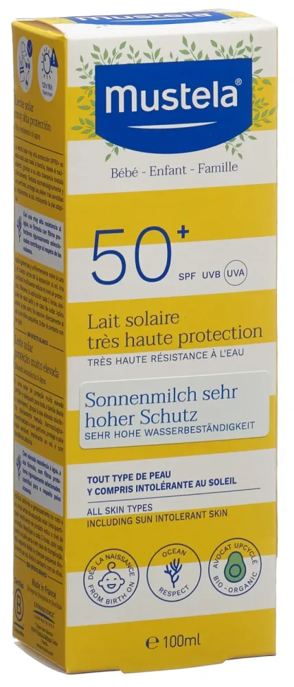 Mustela - Sonnenmilch mit sehr hohem Schutz LSF50+,  Sonnenmilch mit hohem LSF 50+, 100  ml
