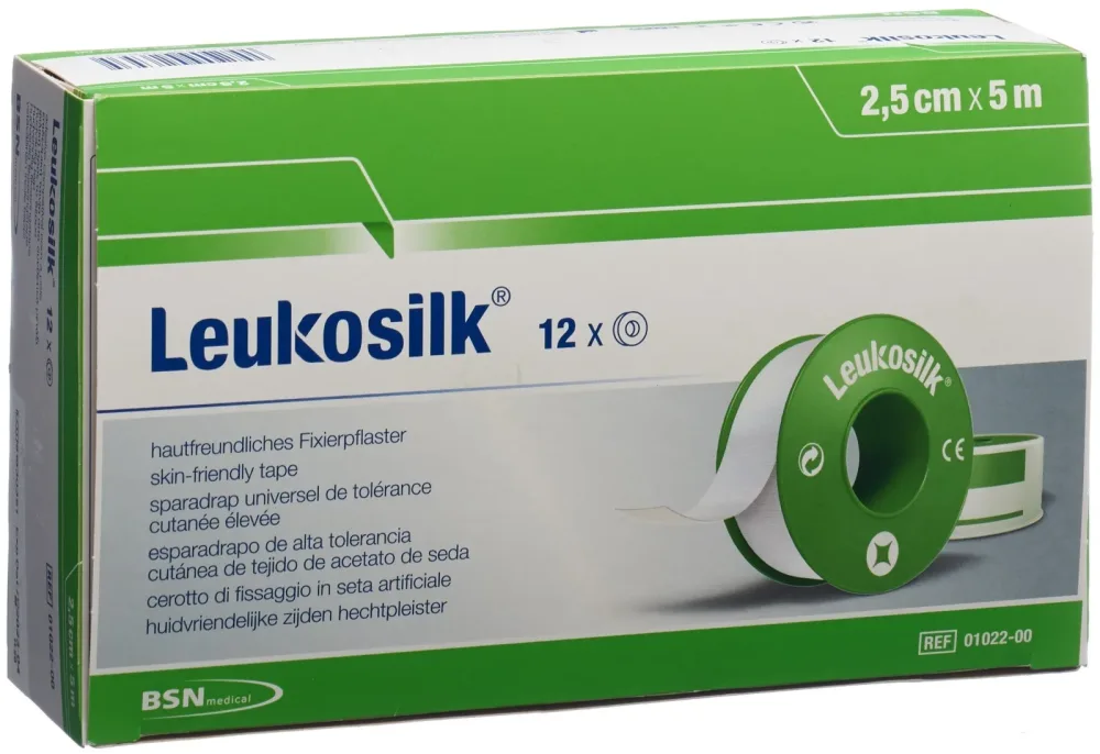 Leukosilk hautfreundliches Fixierpflaster 5mx2.5cm (12 Stk)