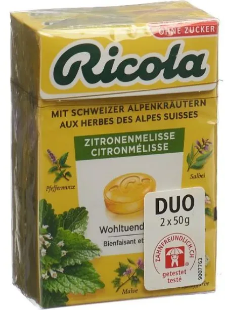 Ricola Zitronenmelisse Bonbons, ohne Zucker, mit Stevia (2x50g)