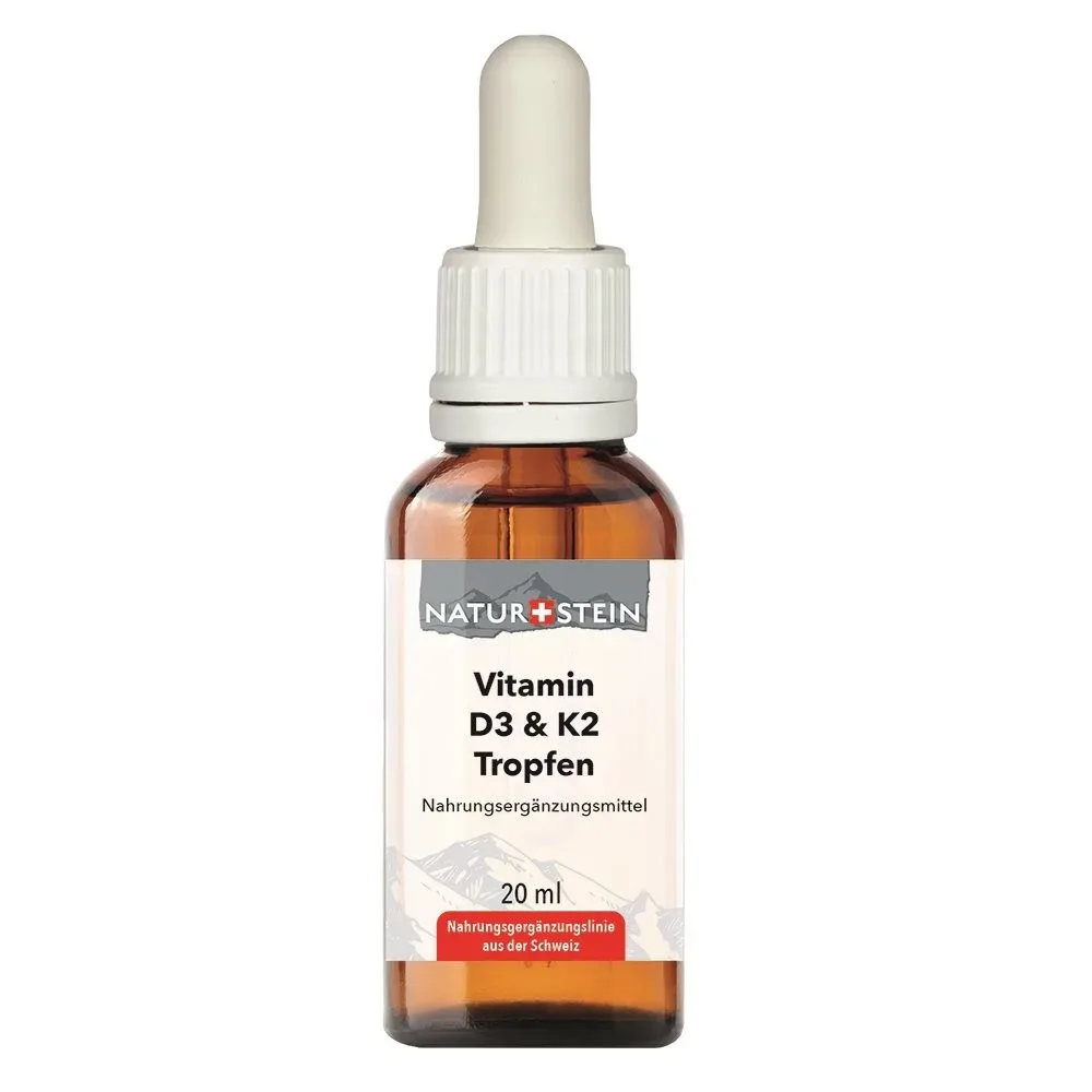 NATURSTEIN Vitamin D3 K2 Öl Tropfen Glasflasche (20ml)