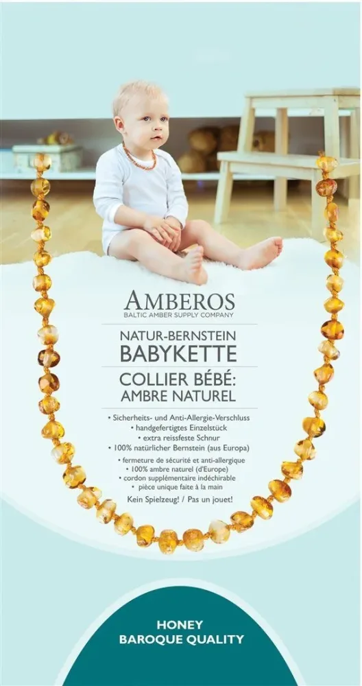 AMBEROS Natur-Bernsteinkette Baroque Honey (1 Stk)