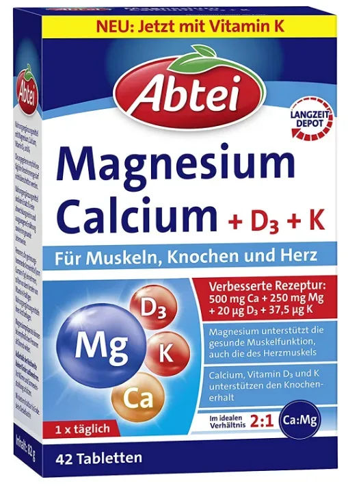 Abtei Magnesium Calcium + D3 + K (42 Stk)