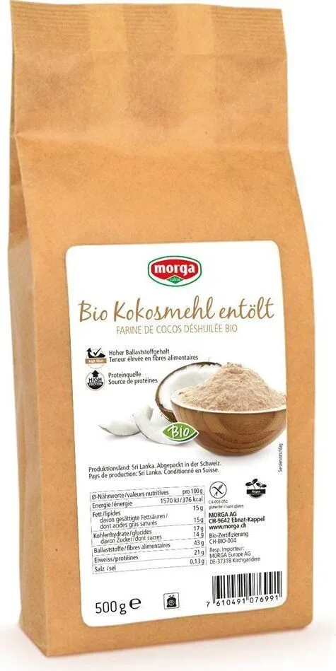 morga Kokosmehl entölt glutenfrei Bio (500g)