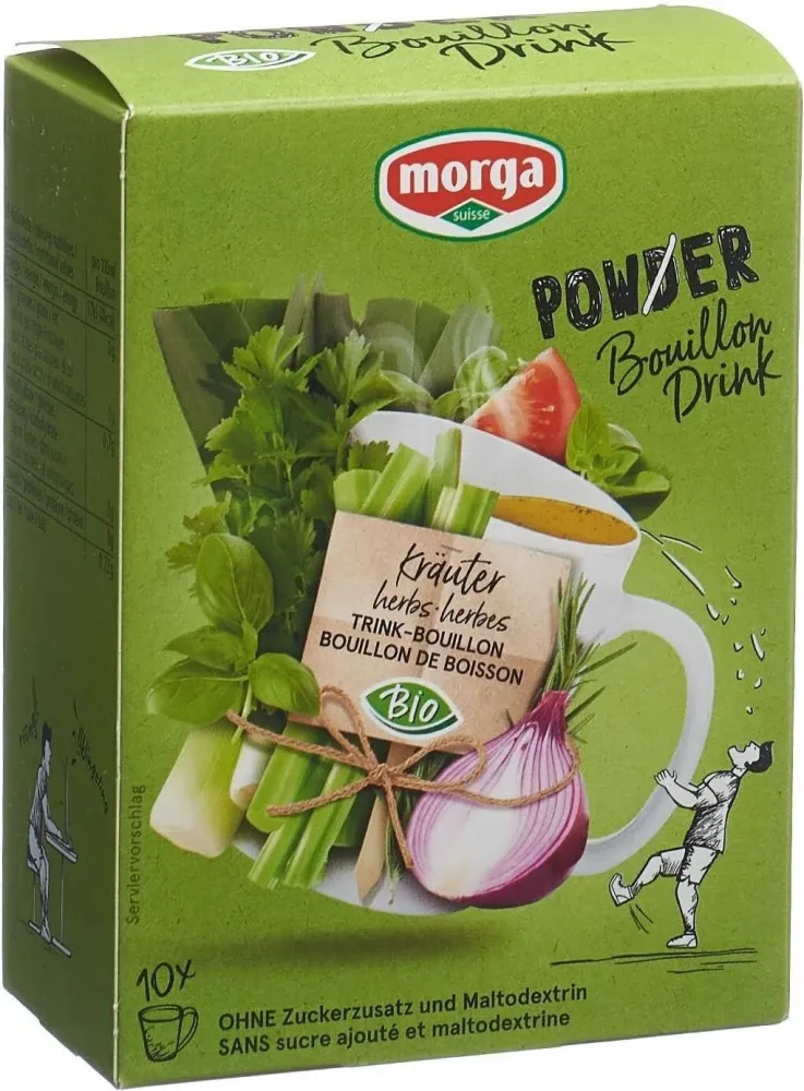 morga PowerPowder BouillonDrink Kräuter Bio (10x4g)
