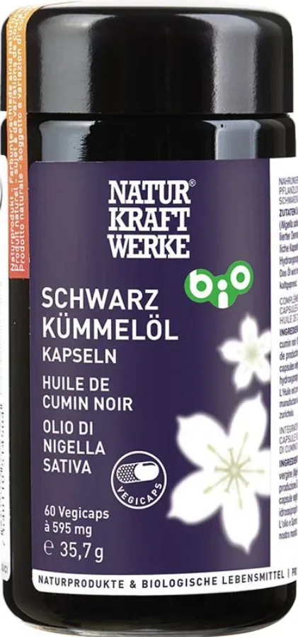 NATURKRAFTWERKE Schwarzkümmelöl Vegicaps 595mg Bio (200 Stk)