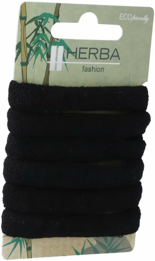 Herba.Ecofriendly Haarbinder, schwarz, &Oslash; 5 cm, 6 Stk