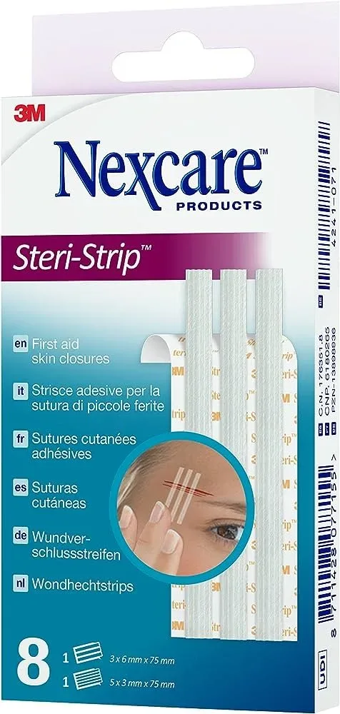3M Nexcare Steri Strip Wundverschlusstreifen, weiss, 2 Grössen gemischt (8 Stk)
