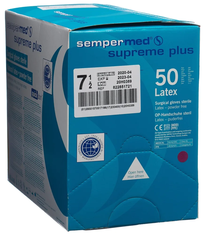 sempermed supreme plus OP Handschuhe 7.5 steril (50 Paar)