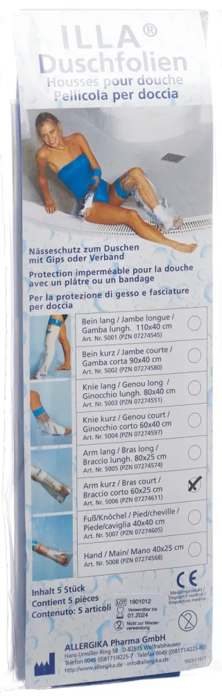 ILLA Dusch Schutzfolie 60x25cm Arm kurz ( 5 Stk)