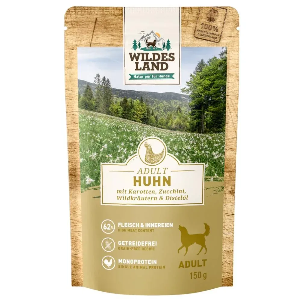 WILDES LAND Adult Huhn mit Karotten, Zuccini, Wildkräutern & Distelöl (8x150g)