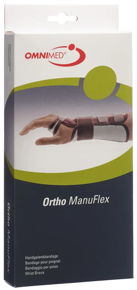 OMNIMED Ortho Manu Flex Handgelenk Bandage, Grösse S, 22cm links, grau/bordeaux (1 Stk)