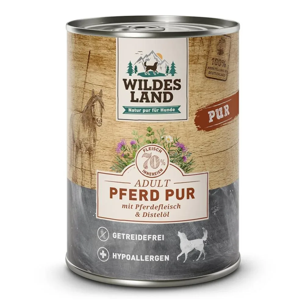 WILDES LAND Adult Pferd Pur mit Pferdefleisch & Distelöl (6x400g)